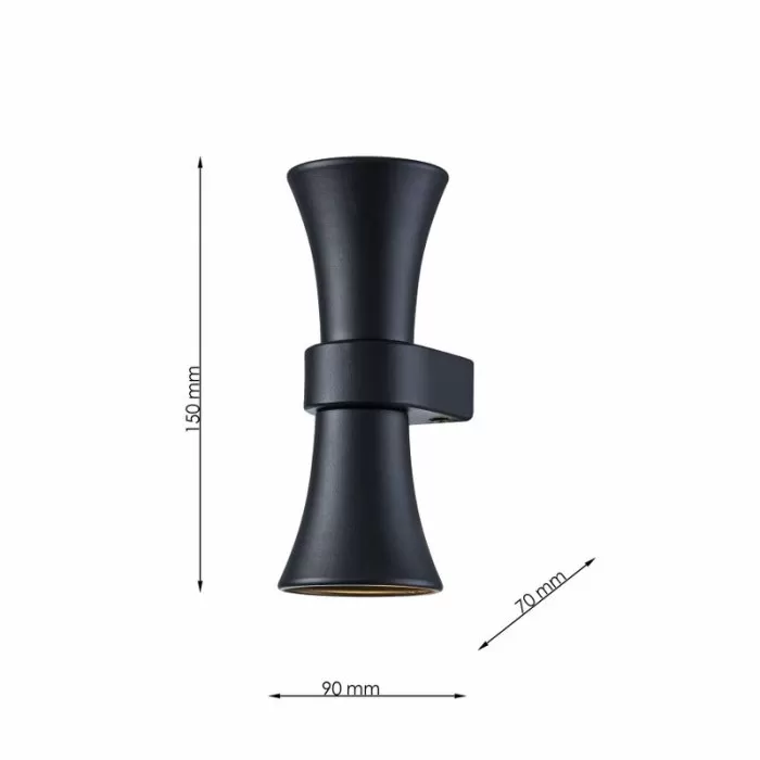 LP5247-2W Aplica Torin Lampardi 90*70*150MM/GU10*2 bk - img 3