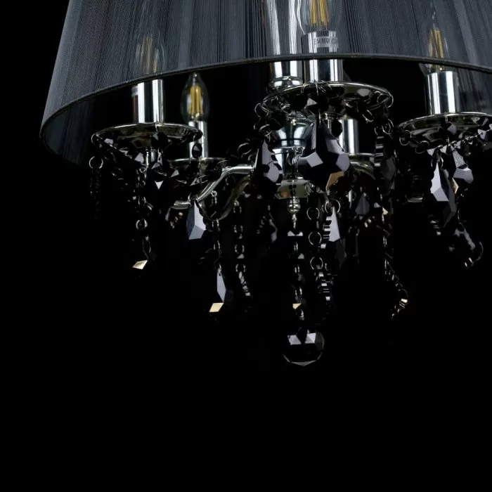 LP274-5 Lustra Cornelia Black Lampardi 5x40w E14/ H48-100cm D46cm - img 5