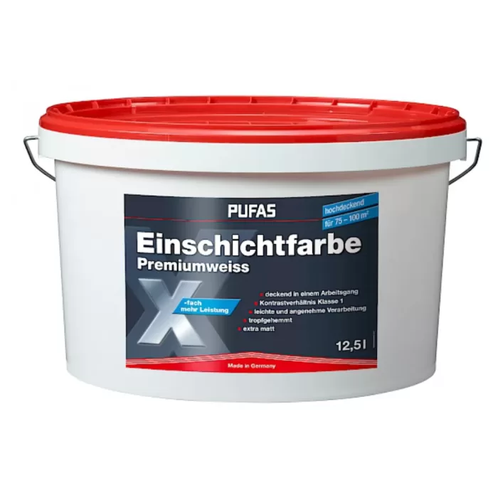 Vopsea Art. 10705 Einschichtfarbe Premiumweiss 12,5L, extra-alba - img 1