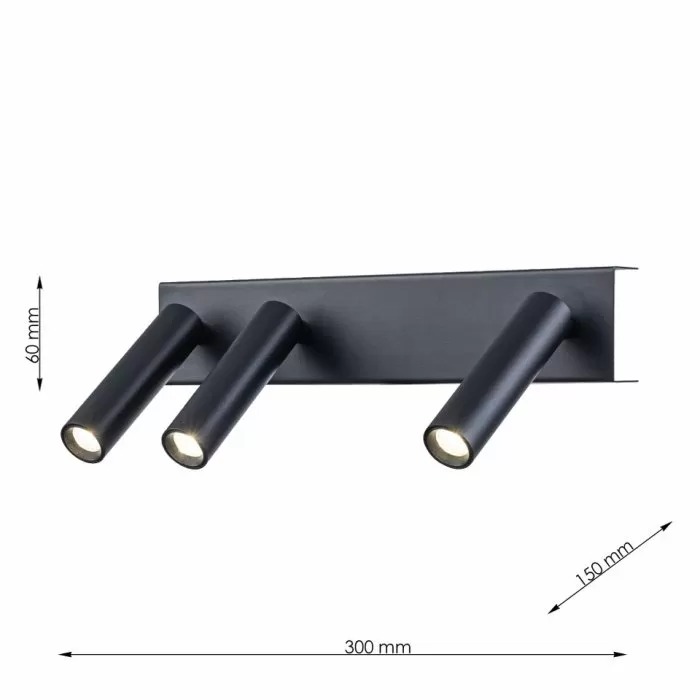 LP5296-3W Aplica Flo Lampardi 300*60*150mm 3-3W 400K black - img 3