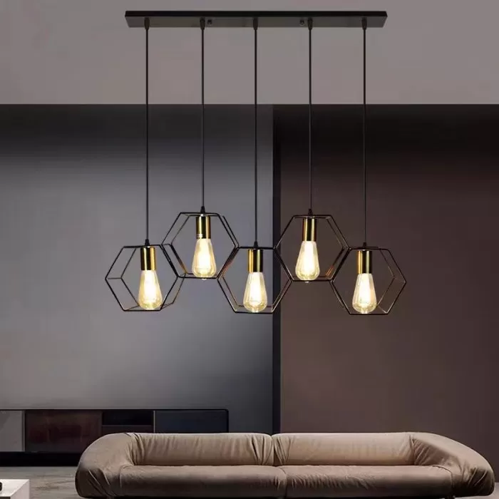 FL680-5P Lustra Brisa Flitz Metal Black+Golden E27/1 L79*26*16CM - img 2