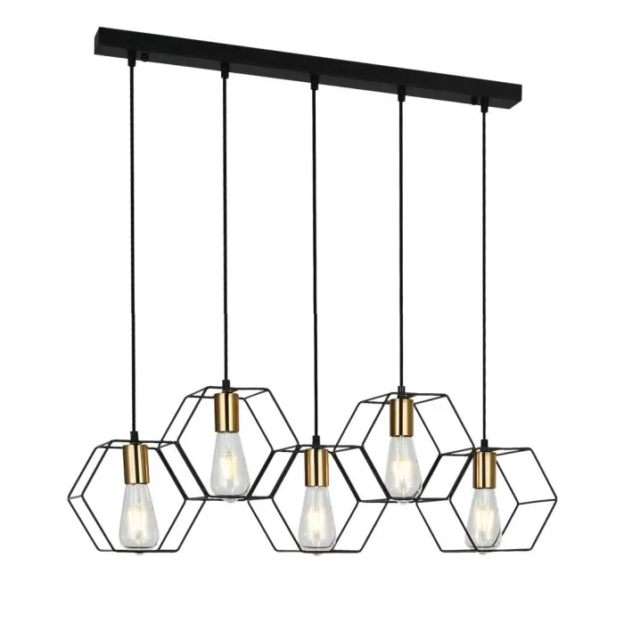FL680-5P Lustra Brisa Flitz Metal Black+Golden E27/1 L79*26*16CM - img 1