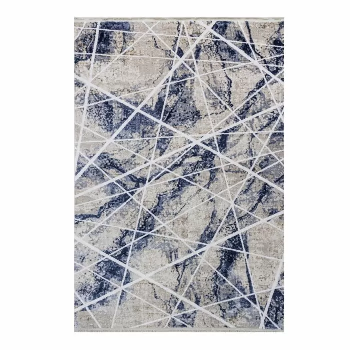 K607B Cream/ Blue Covor Kilim 160 x 230 Milat - img 1