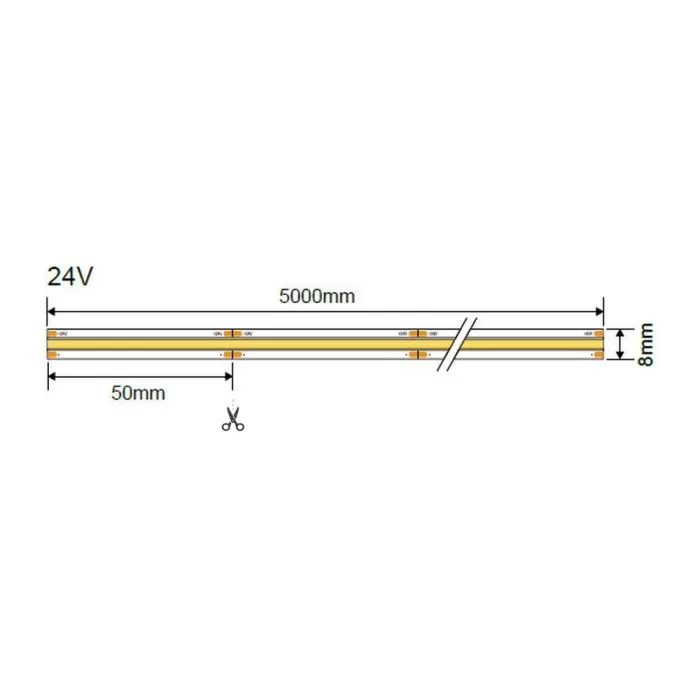 VL-COB400-10W-8mm-24V-IP20-4000K-OL Banda led 5m/rola - img 3