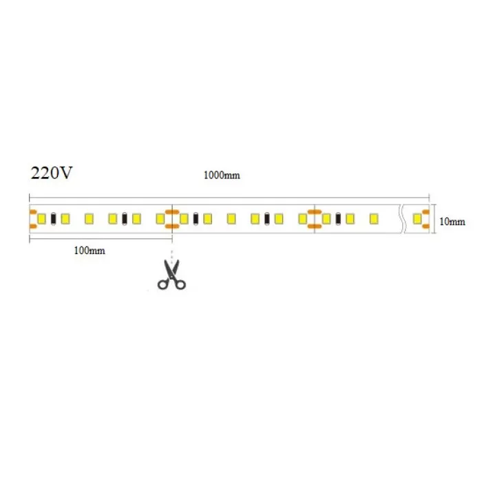 VL-SMD2835-120P-8W-8MM-220V-IP65-3000K-OL 50m/rola - img 3