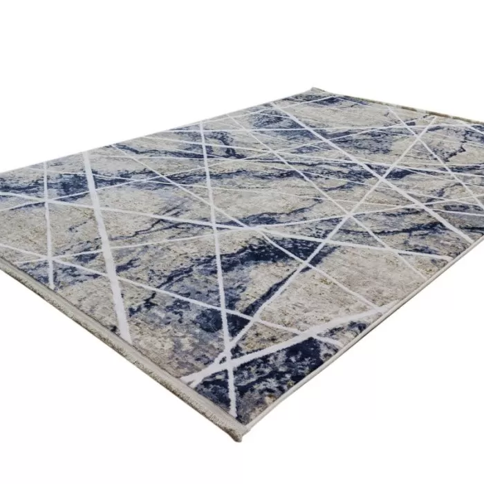 K607B Cream/ Blue Covor Kilim 120 x 170 Milat - img 7