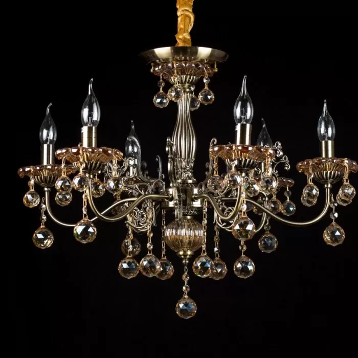 LP309-6 Lustra Royal Amber Lampardi 6x40w E14/ H52-105cm D69cm - img 4