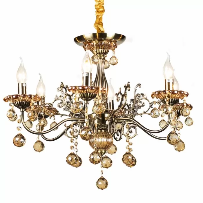 LP309-6 Lustra Royal Amber Lampardi 6x40w E14/ H52-105cm D69cm - img 1