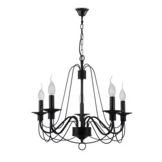 LP292-5 Lustra Ada Black Lampardi 5x40w E14/ H45-95cm D55cm