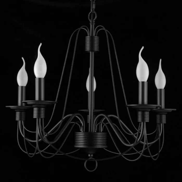 LP292-5 Lustra Ada Black Lampardi 5x40w E14/ H45-95cm D55cm - img 2