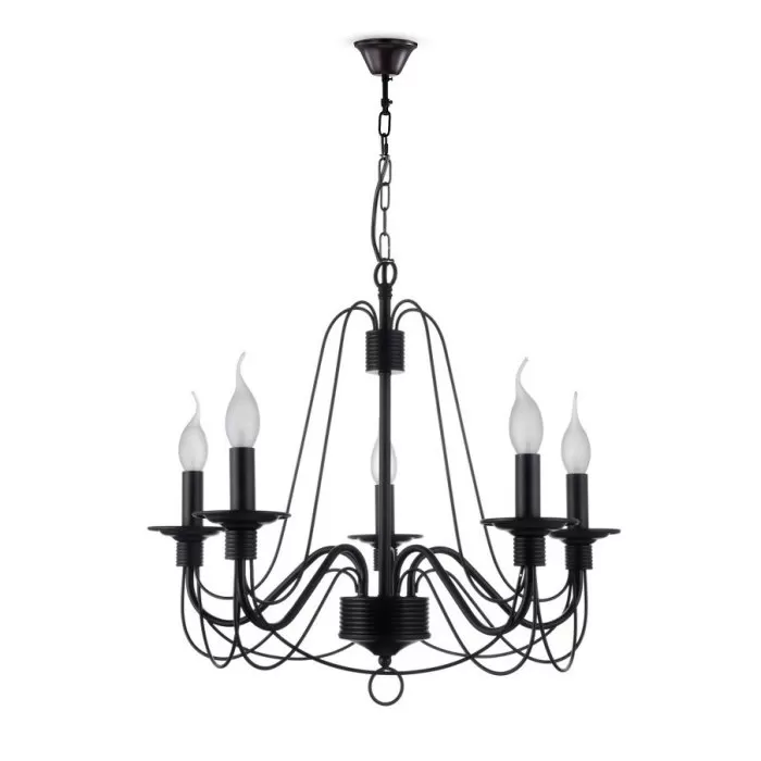 LP292-5 Lustra Ada Black Lampardi 5x40w E14/ H45-95cm D55cm - img 1