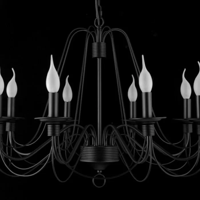 LP292-8 Lustra Ada Black Lampardi 8x40w E14/ H50-100cm D70cm - img 2
