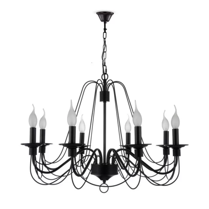 LP292-8 Lustra Ada Black Lampardi 8x40w E14/ H50-100cm D70cm - img 1