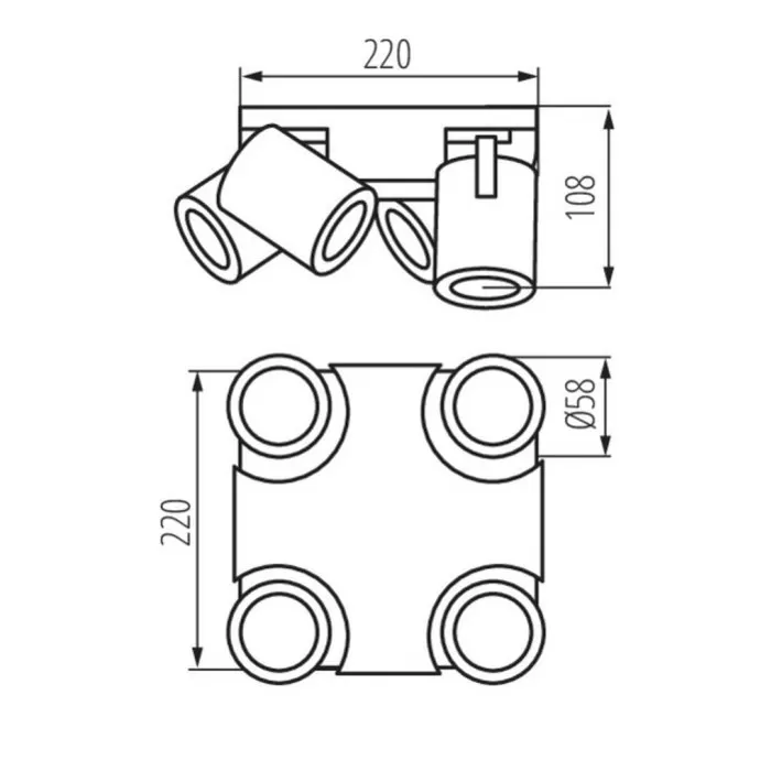 LP729-4C Aplica iOS Black Lampardi 4x50w GU10/ H11cm D34cm - img 3