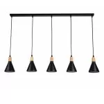 LP755-5P Suspensie Lemnos Black Lampardi 5x60w E27/H35-90cm D95cm - img 1