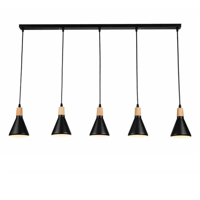 LP755-5P Suspensie Lemnos Black Lampardi 5x60w E27/H35-90cm D95cm - img 2