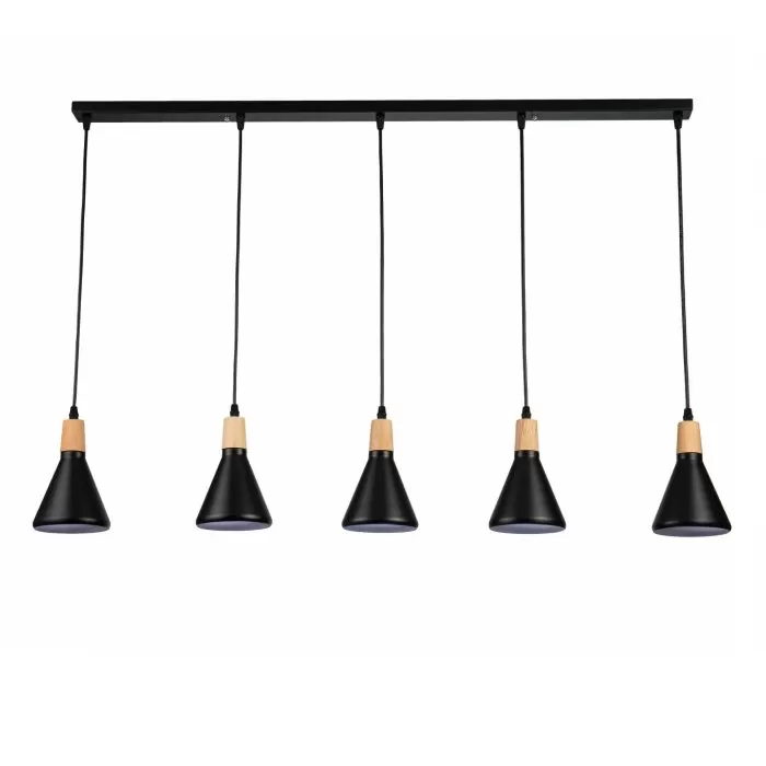 LP755-5P Suspensie Lemnos Black Lampardi 5x60w E27/H35-90cm D95cm - img 1