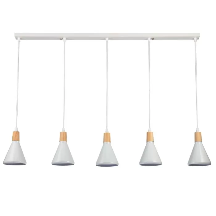 LP756-5P Suspensie Lemnos White Lampardi 5x60w E27/H35-90cm D95cm - img 1