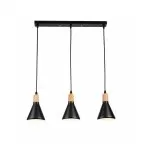 LP755-3P Suspensie Lemnos Black Lampardi 3x60w E27/H35-90cm D50cm - img 1