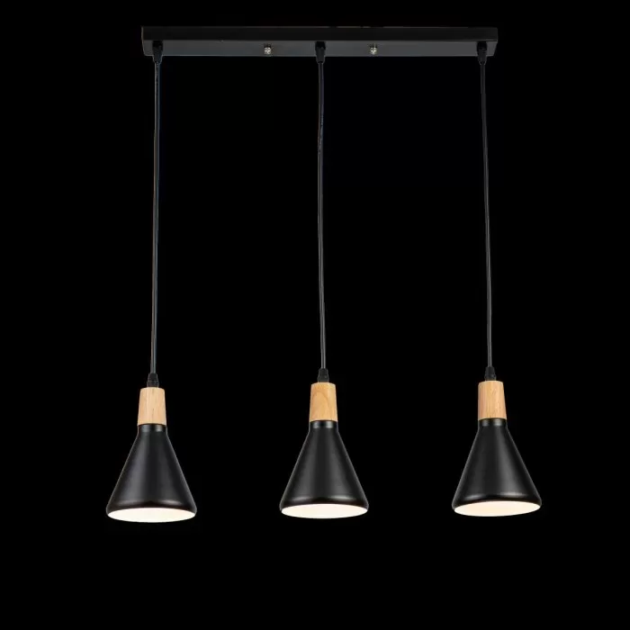 LP755-3P Suspensie Lemnos Black Lampardi 3x60w E27/H35-90cm D50cm - img 2