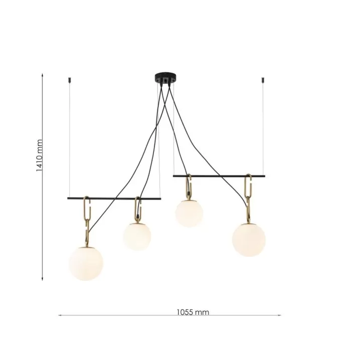 LP4035-4 Lustra Clustera Lampardi E27 4*60W/L1055*W180*H1290 - img 3